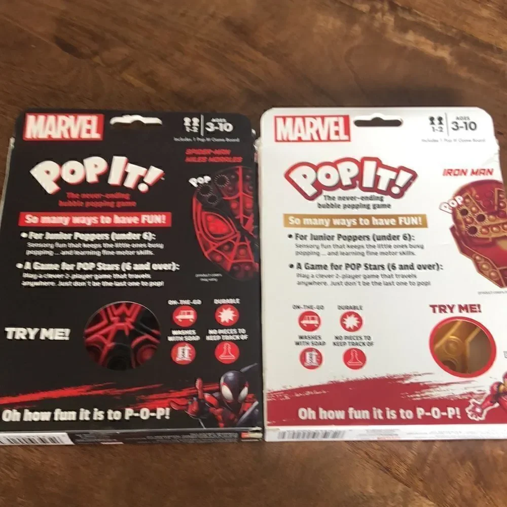 Buffalo Games - Pop It! - Spider-Man Marvel Miles Morales and Iron Man Metallic